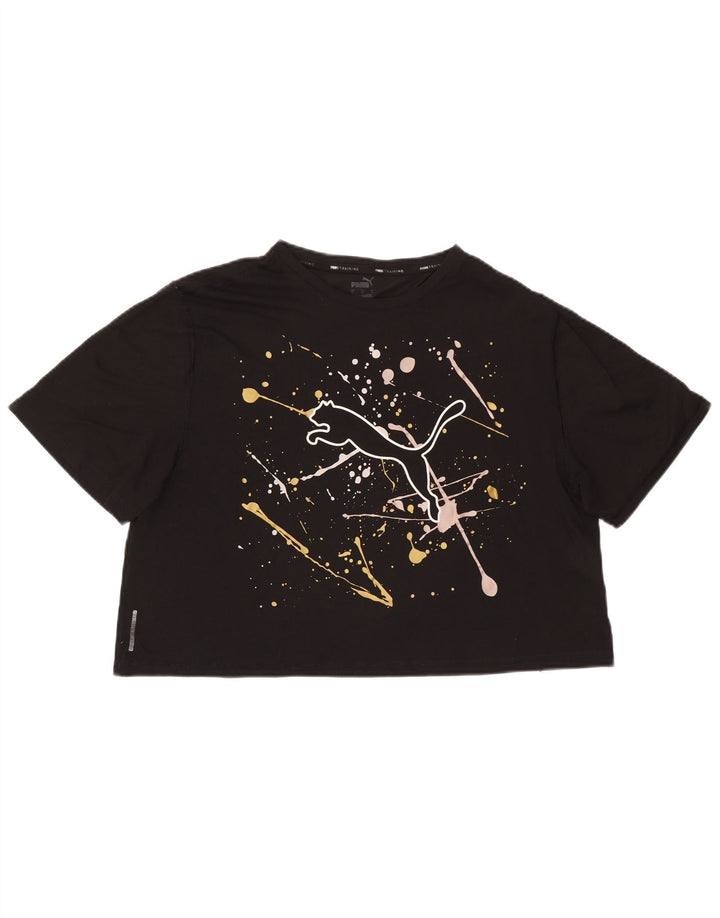Camiseta feminina PUMA cropped oversized gráfica Reino Unido 16 grande poliéster preto
