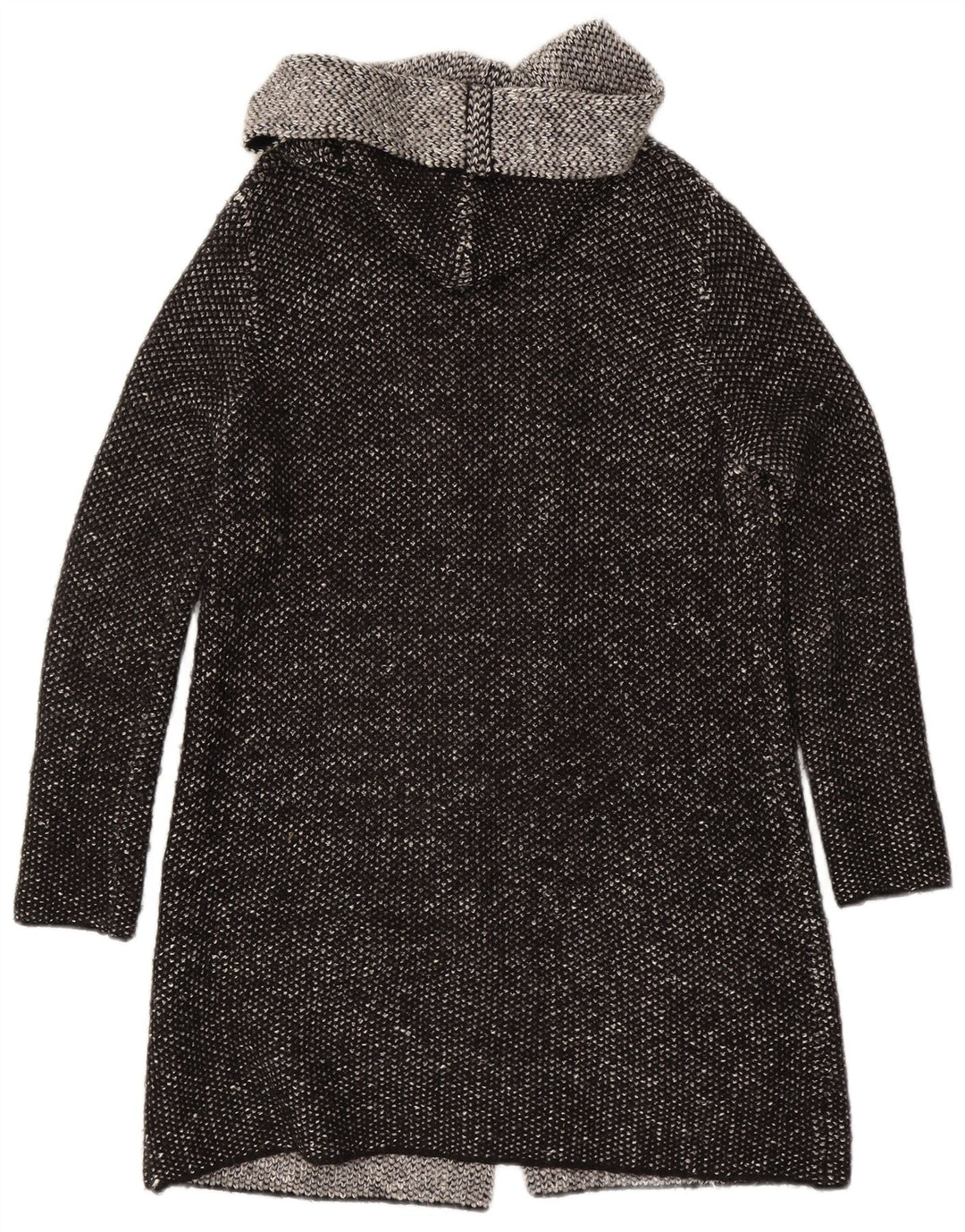 Suéter feminino Zara Longline com capuz e cardigã aberto Reino Unido 14 médio preto