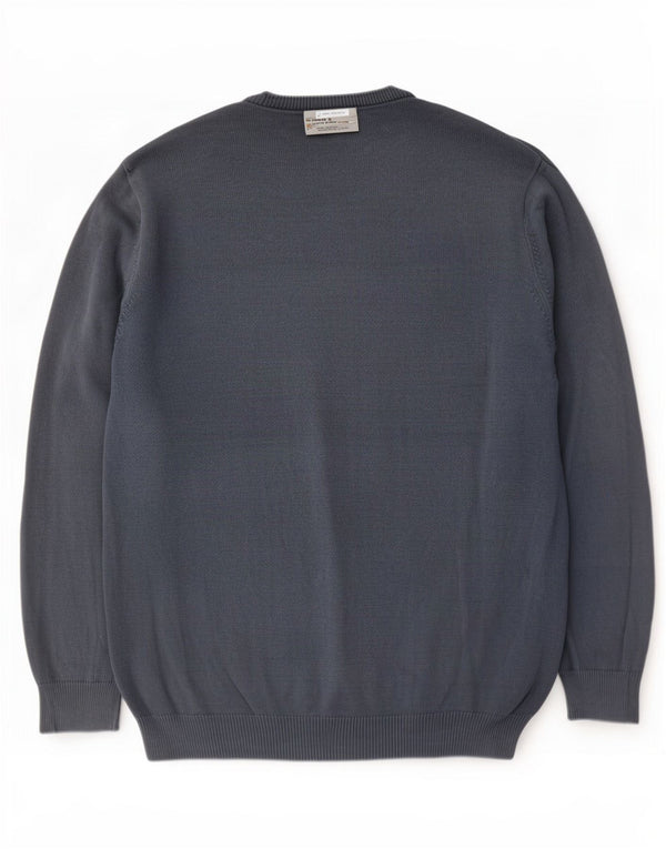 Suéter masculino Marks & Spencer de ajuste regular com gola redonda grande azul marinho