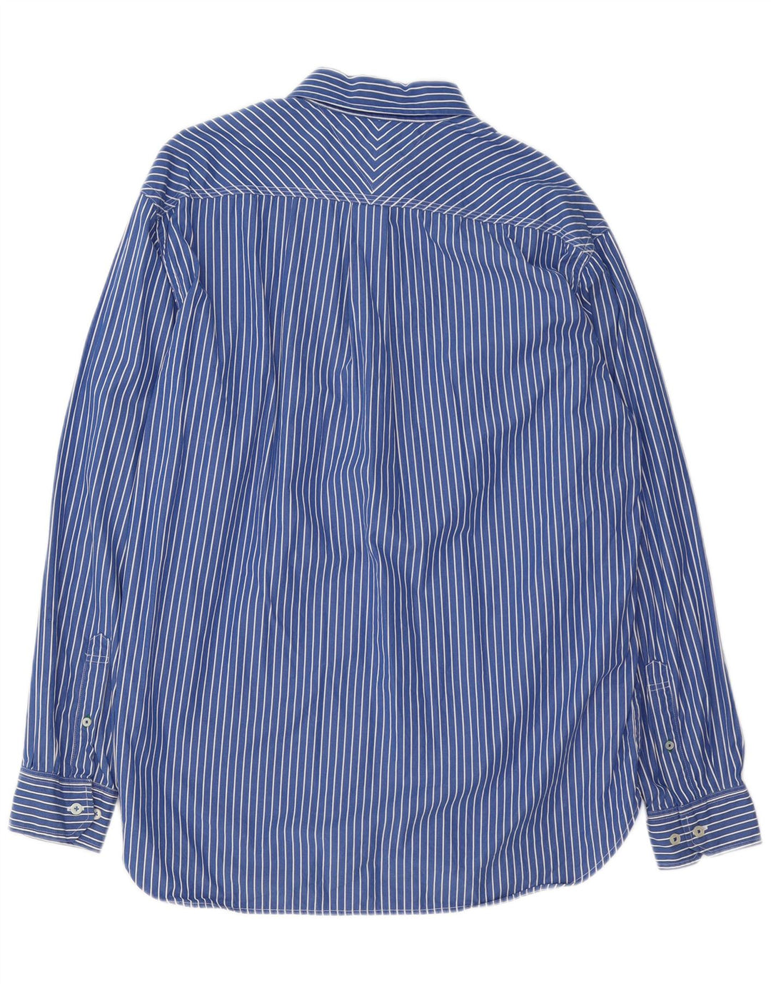 Camisa masculina TOMMY HILFIGER grande listrada azul algodão anos 80