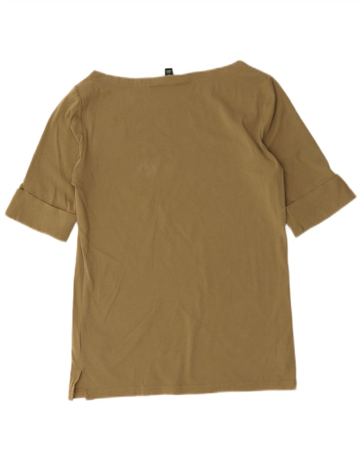 Blusa feminina Ralph Lauren UK 12 algodão cáqui médio