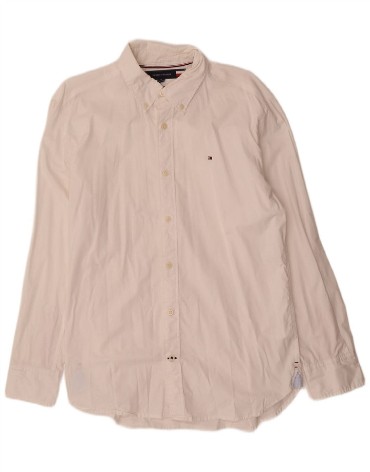 Camisa masculina Tommy Hilfiger Regular Fit médio algodão branco