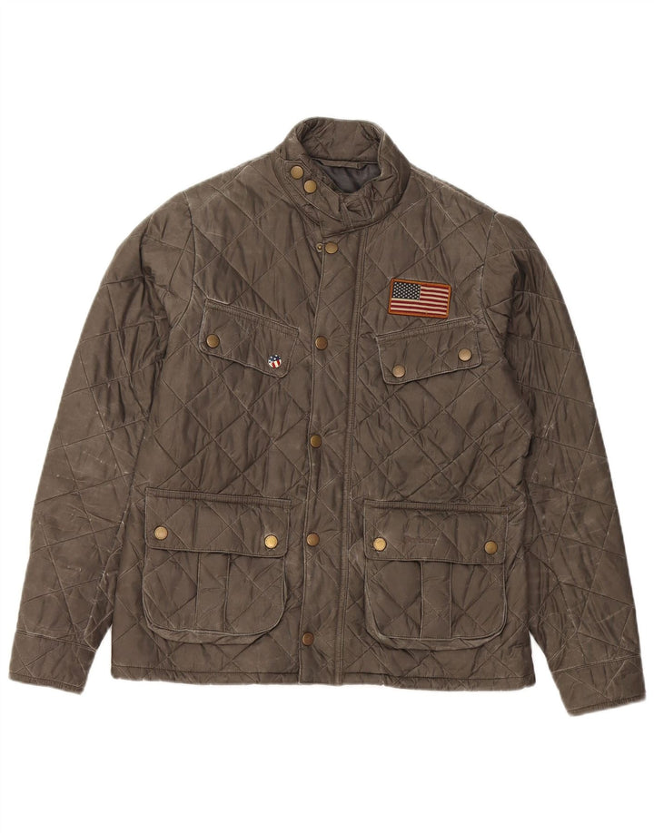 Jaqueta acolchoada masculina Barbour 12-13 anos XL cáqui poliamida