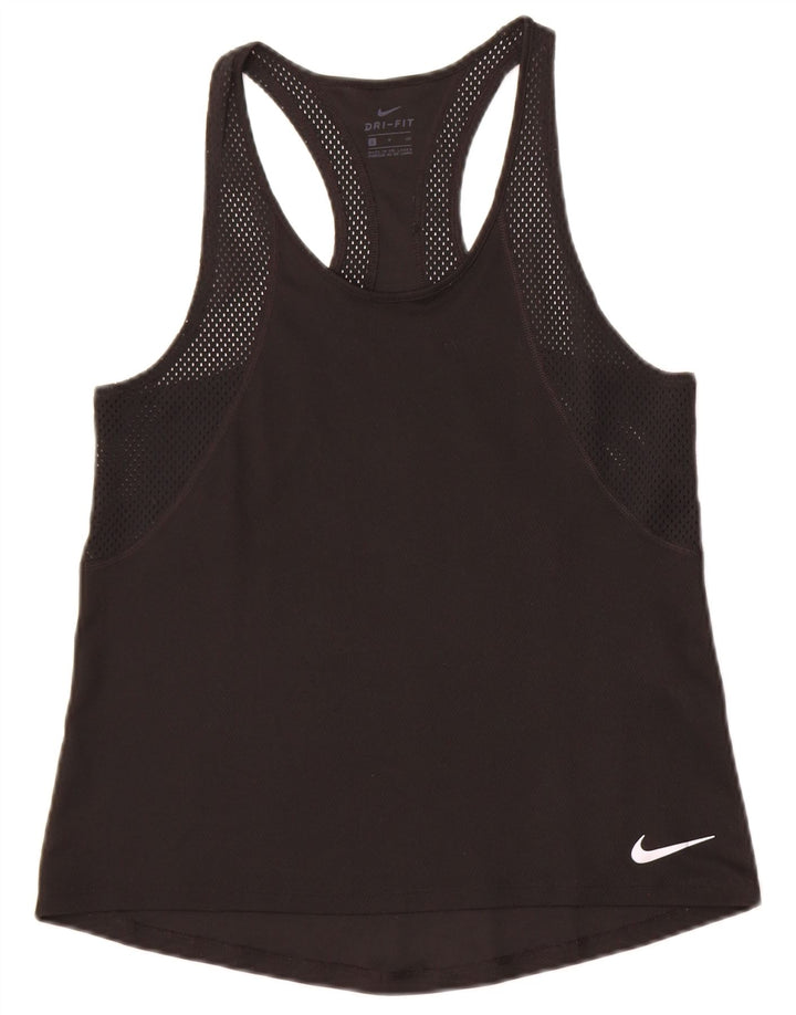 Nike Womens Dri Fit Vest Top UK 10 Pequeno Poliéster Preto
