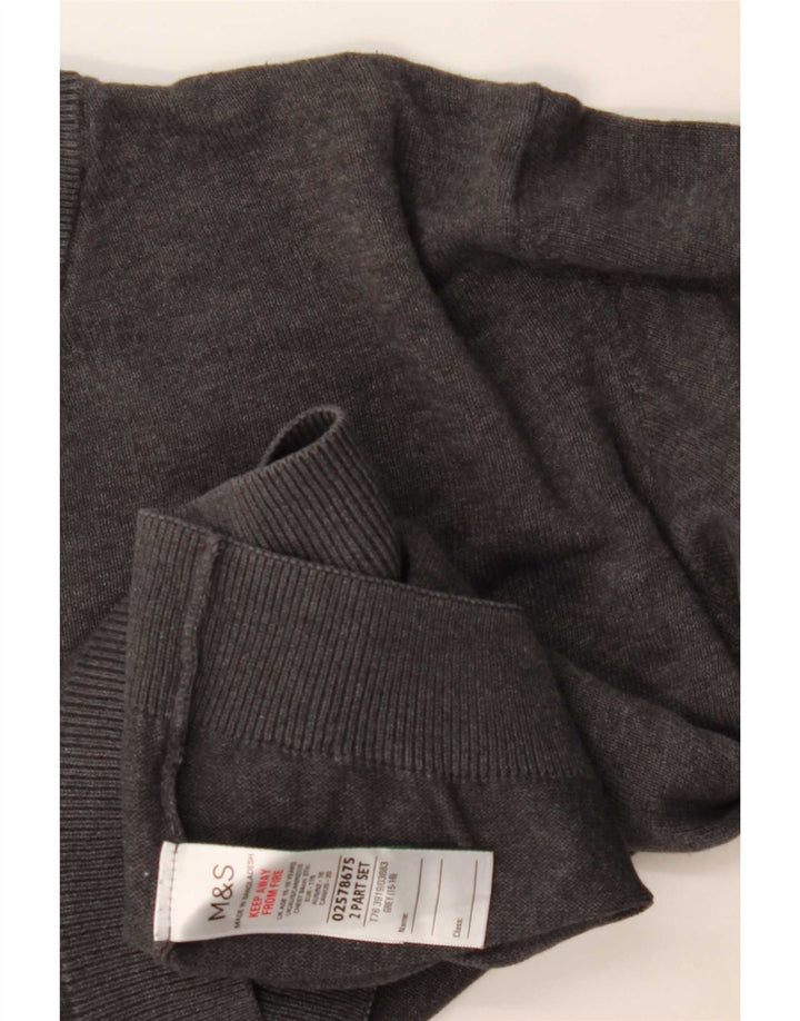 Suéter masculino Marks & Spencer com decote em V 15-16 anos algodão cinza