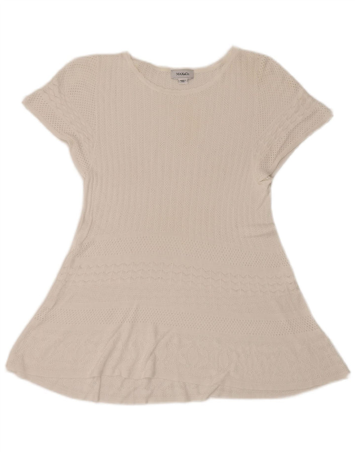 Vestido feminino transparente de crochê linha A da Max & Co. Reino Unido 10 pequeno branco