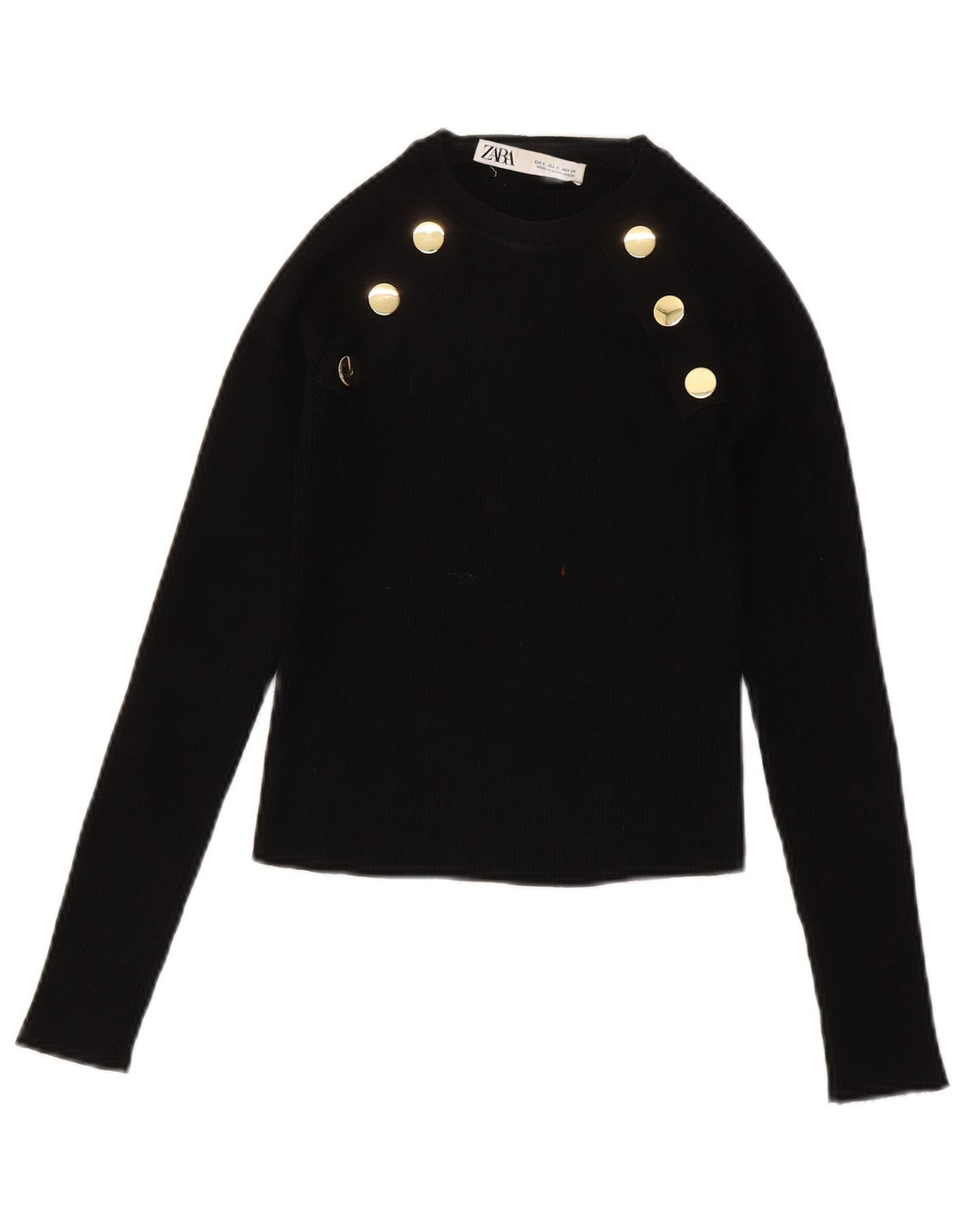 Suéter feminino ZARA com gola canoa e gola redonda, tamanho pequeno, viscose preta