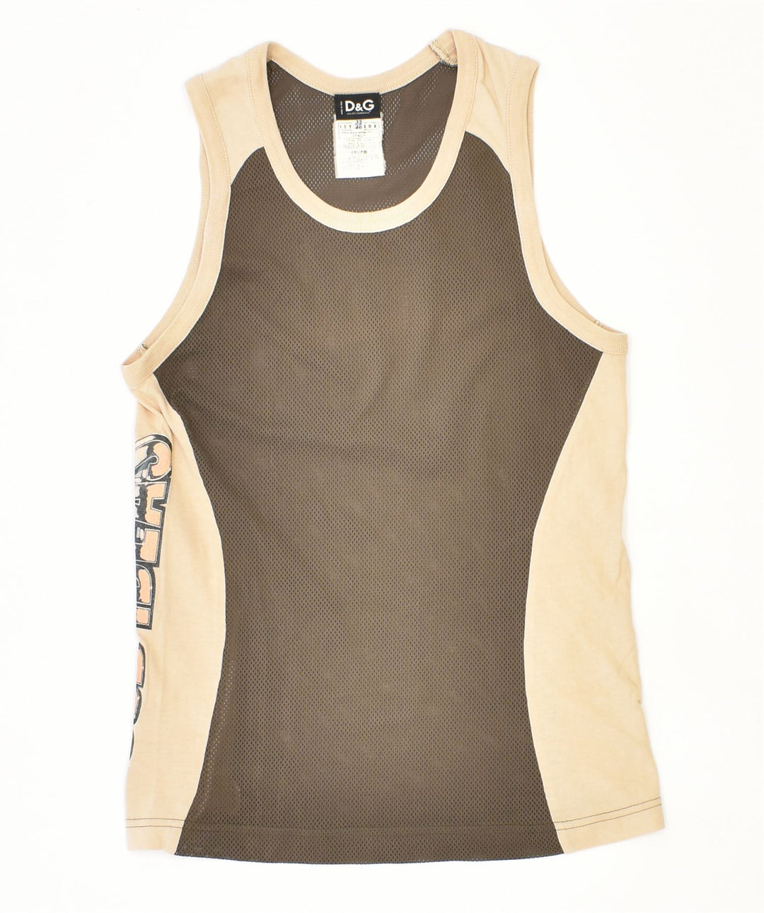 DOLCE & GABBANA Colete feminino Slim Fit Top IT 46 Grande Poliéster Cáqui