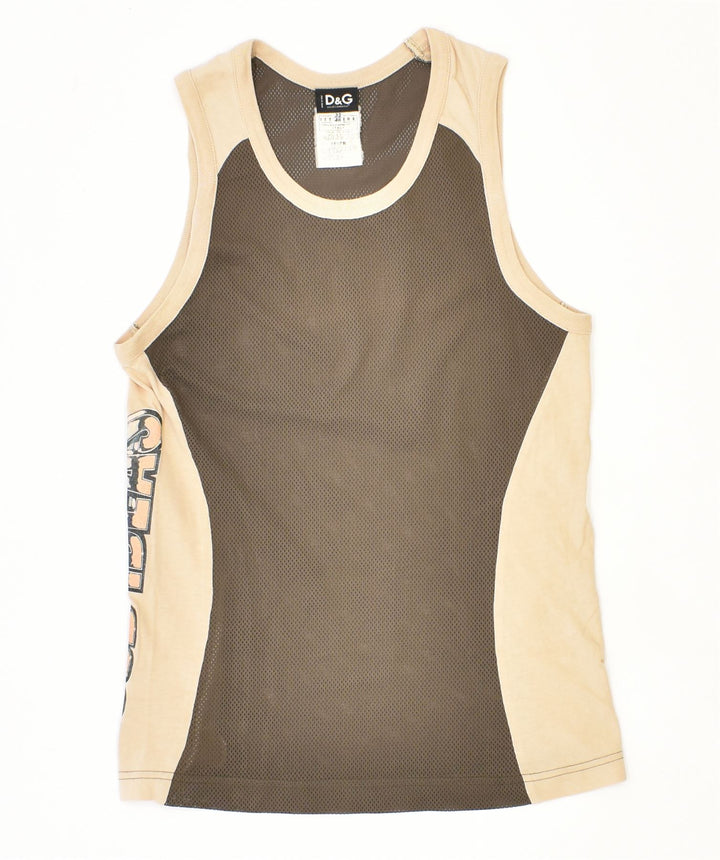 DOLCE & GABBANA Colete feminino Slim Fit Top IT 46 Grande Poliéster Cáqui