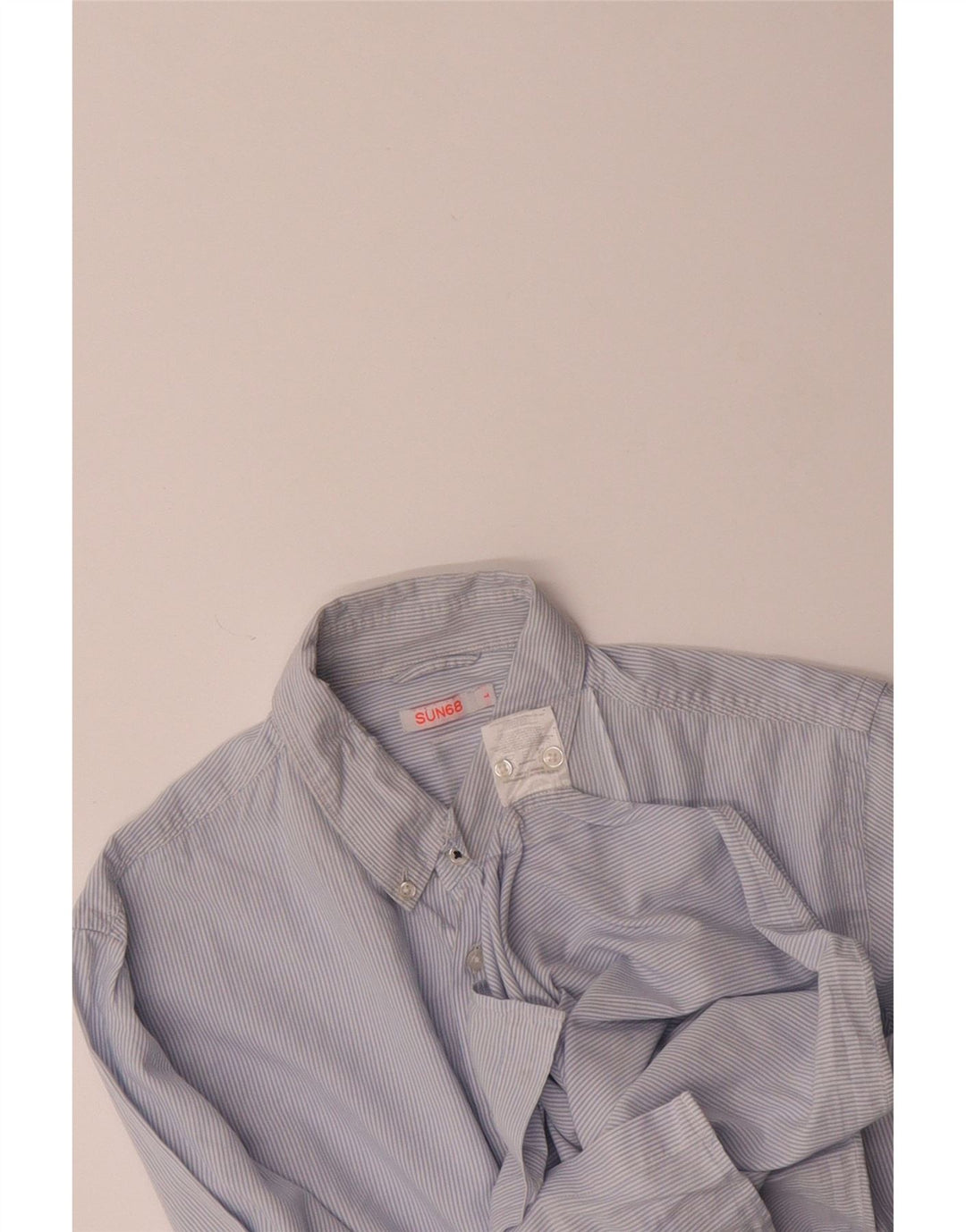 Camisa masculina SUN68 grande algodão listrado azul