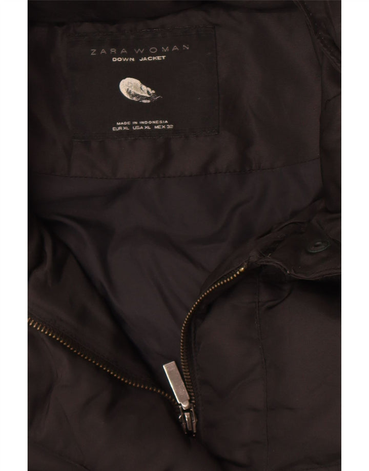 Casaco acolchoado feminino Zara UK 18 XL preto