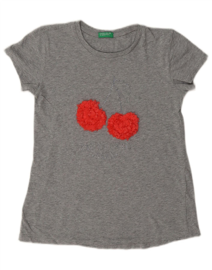 Camiseta gráfica feminina Benetton UK 12 cinza médio
