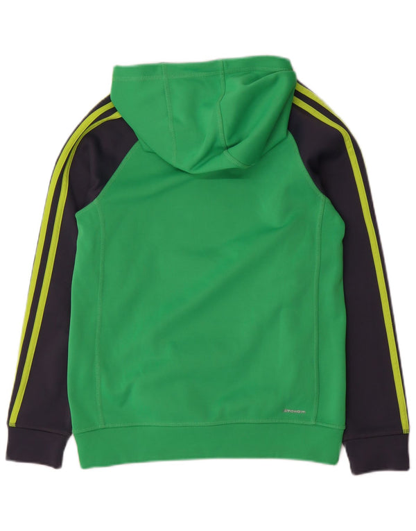 ADIDAS Meninos Climawarm Hoodie Jumper 10-11 Anos Médio Verde Colourblock