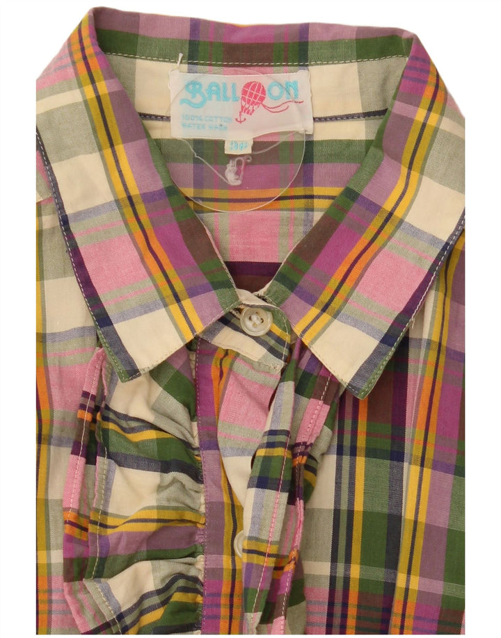 Camisa feminina balão oversized com babado frontal IT 36 XS xadrez multicolorido