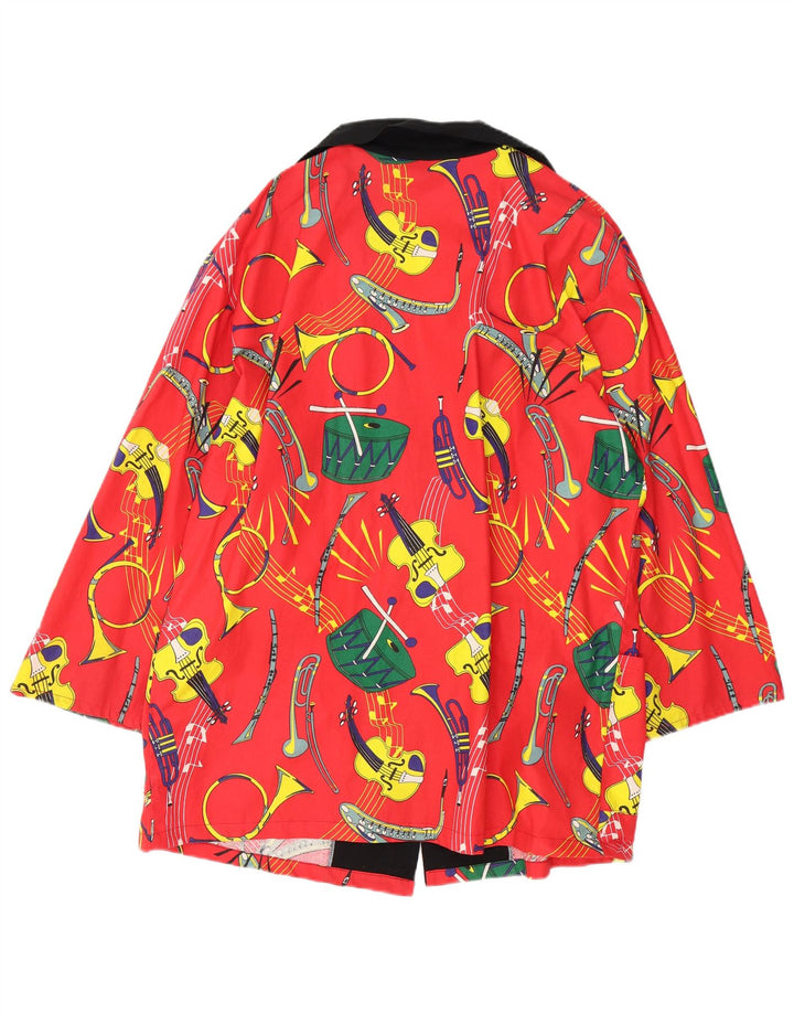Casaco feminino vintage abstrato padrão duplo breasted UE 50 3XL algodão vermelho