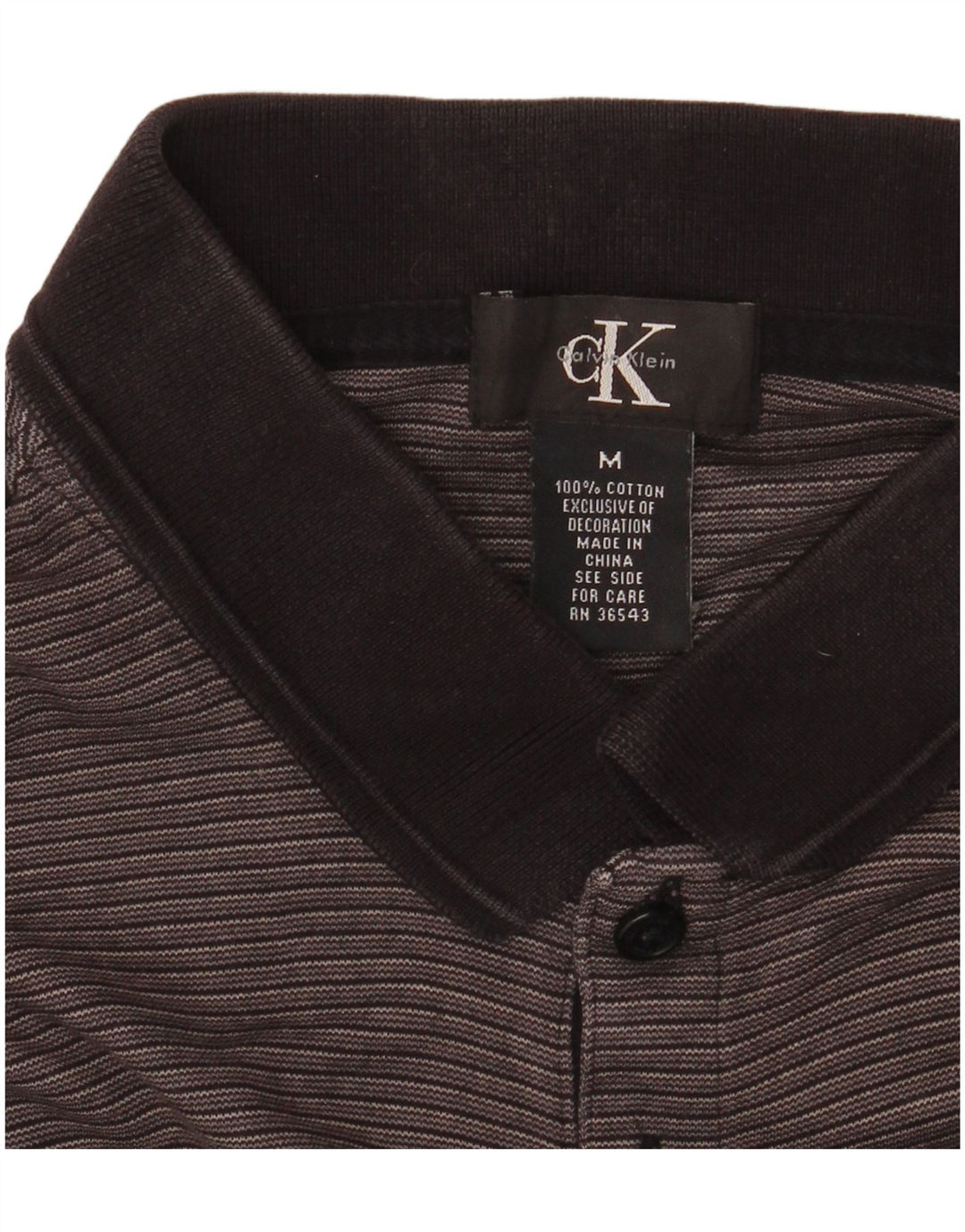 Camisa polo masculina CALVIN KLEIN algodão listrado cinza médio