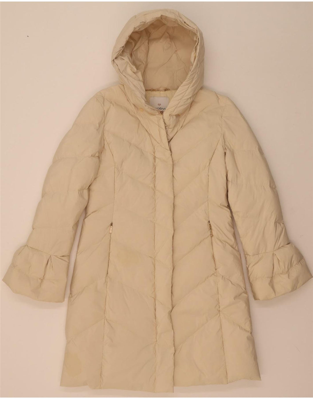 MOTIVI Womens Hooded Padded Coat UK 12 Medium Beige Polyester