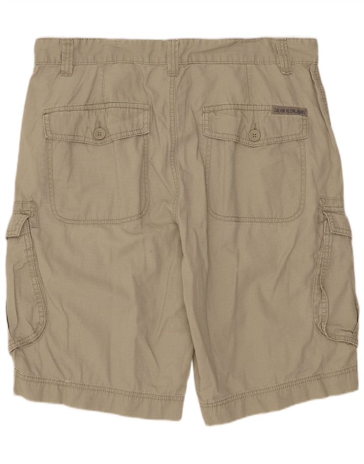 Shorts cargo masculino Calvin Klein W34 grande algodão bege