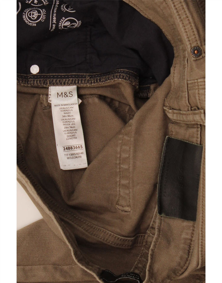 Marks & Spencer Mens Jeans Slim W34 L29 Algodão Cáqui