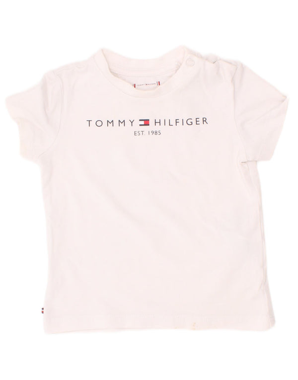 Tommy Hilfiger Camiseta gráfica para bebês meninos 9-12 meses algodão branco