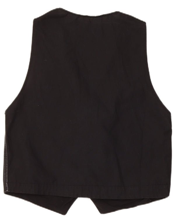 Colete de couro masculino vintage médio preto