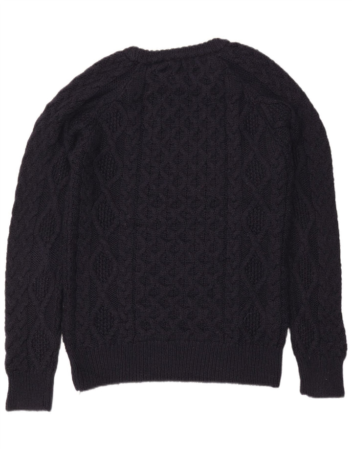 Suéter masculino Zara com gola canoa grande de lã azul marinho
