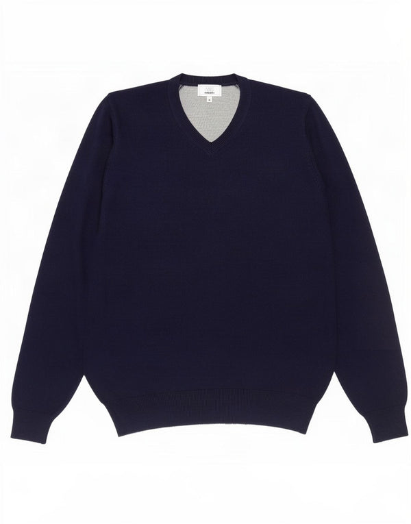 Suéter masculino Marks & Spencer regular fit com decote em V azul marinho médio