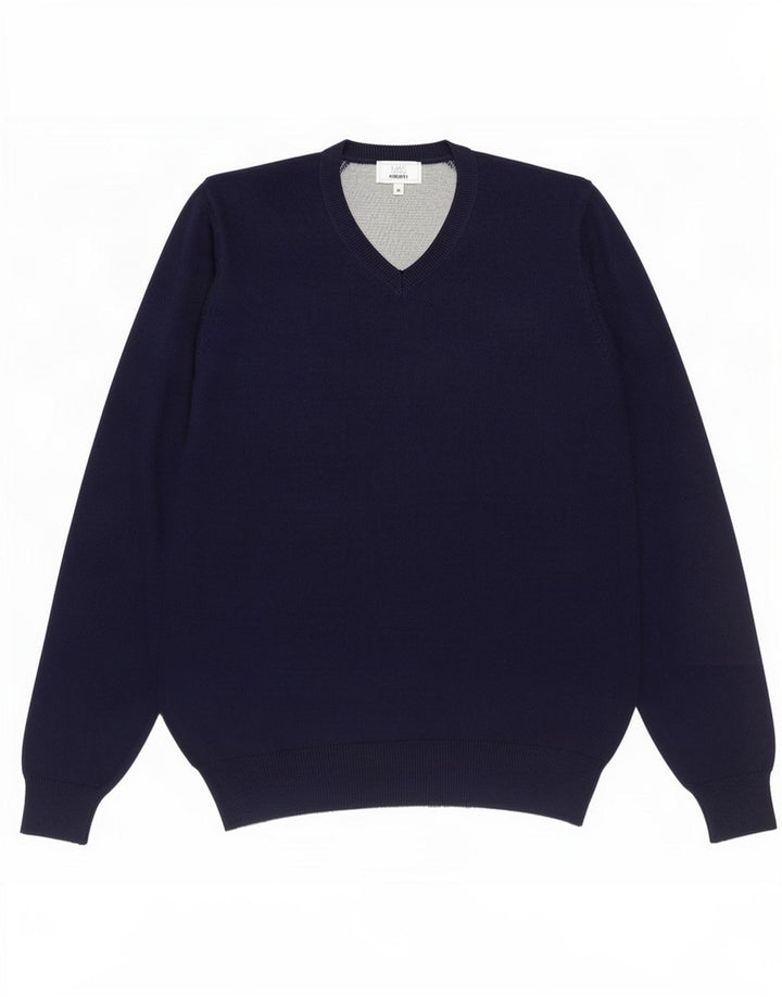 Suéter masculino Marks & Spencer regular fit com decote em V azul marinho médio