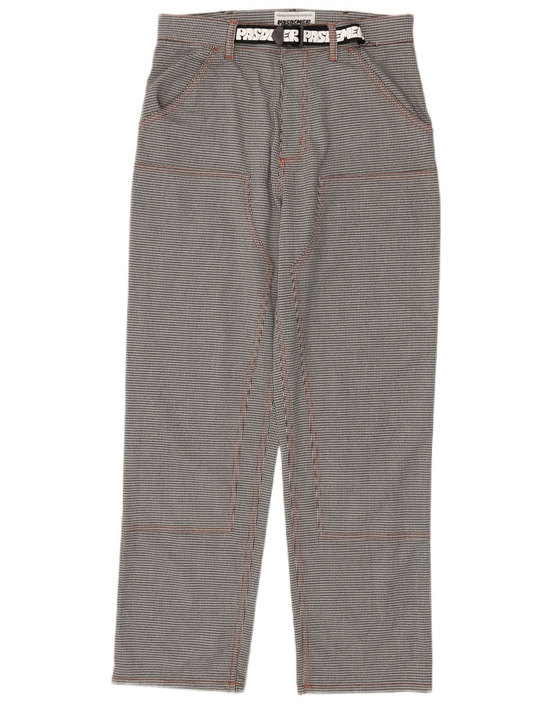 Calça cargo gráfica masculina Pas De Mer W30 L30 preta Houndstooth Cartoon