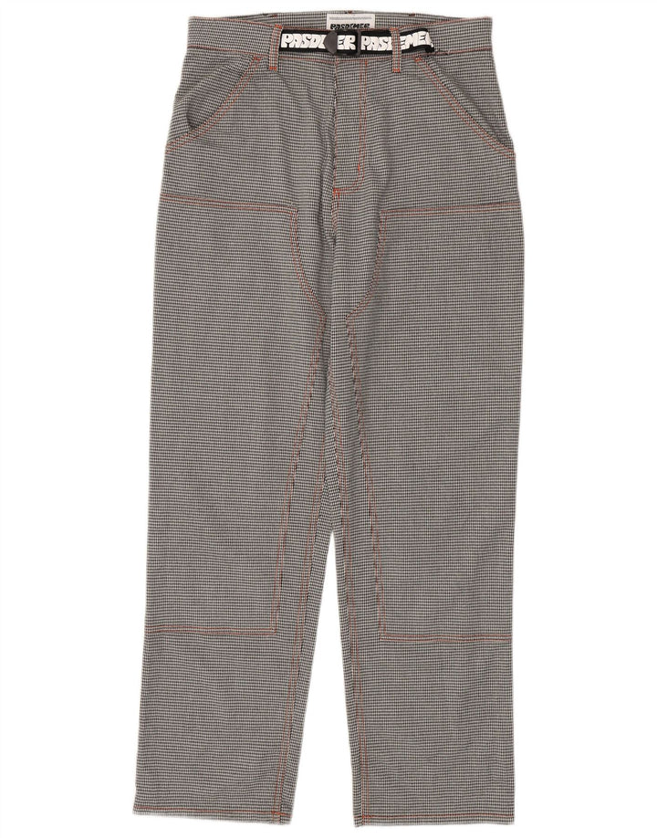 Calça cargo gráfica masculina Pas De Mer W30 L30 preta Houndstooth Cartoon