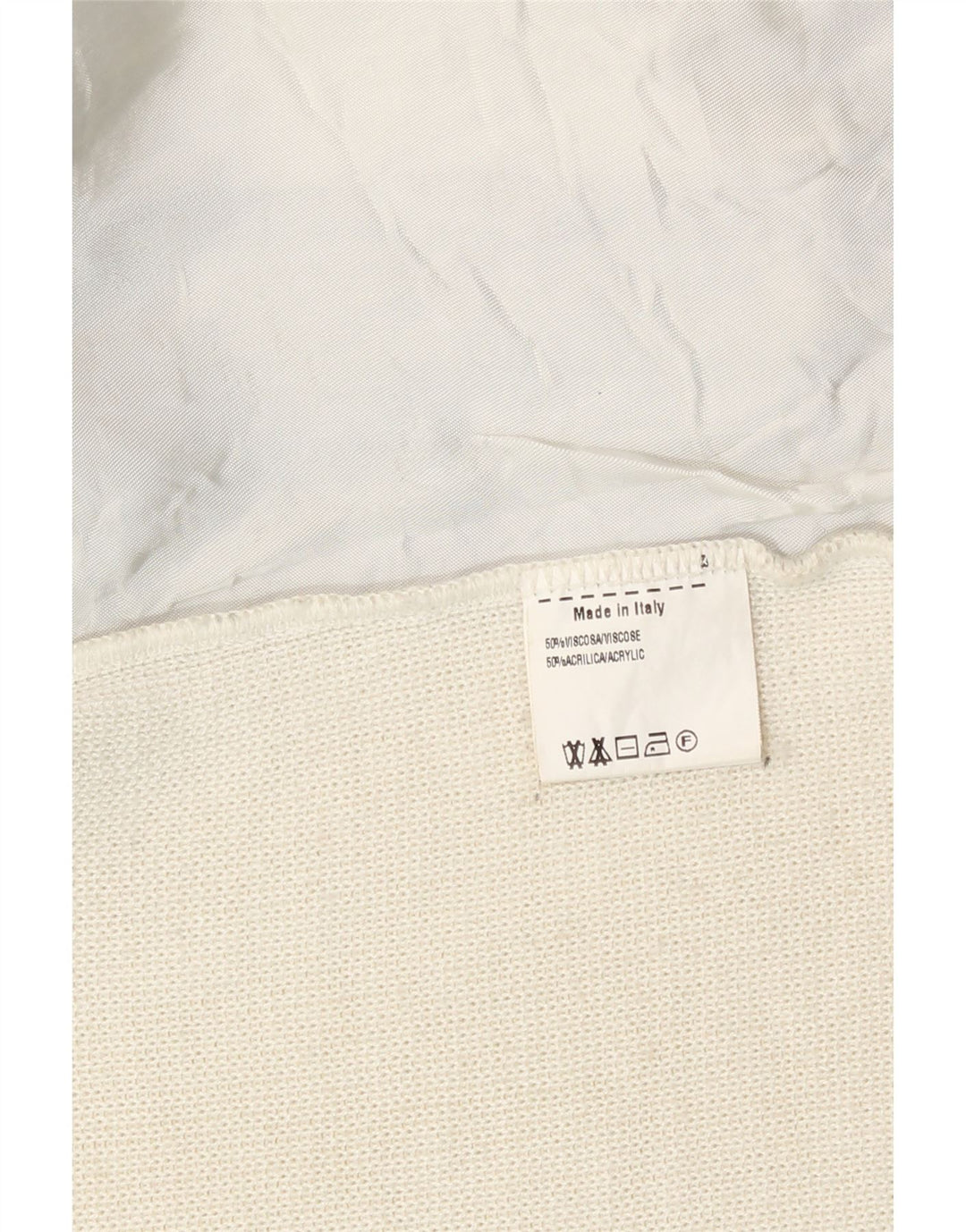 Jaqueta de motociclista feminina vintage Reino Unido 8 pequeno acrílico colorido off white