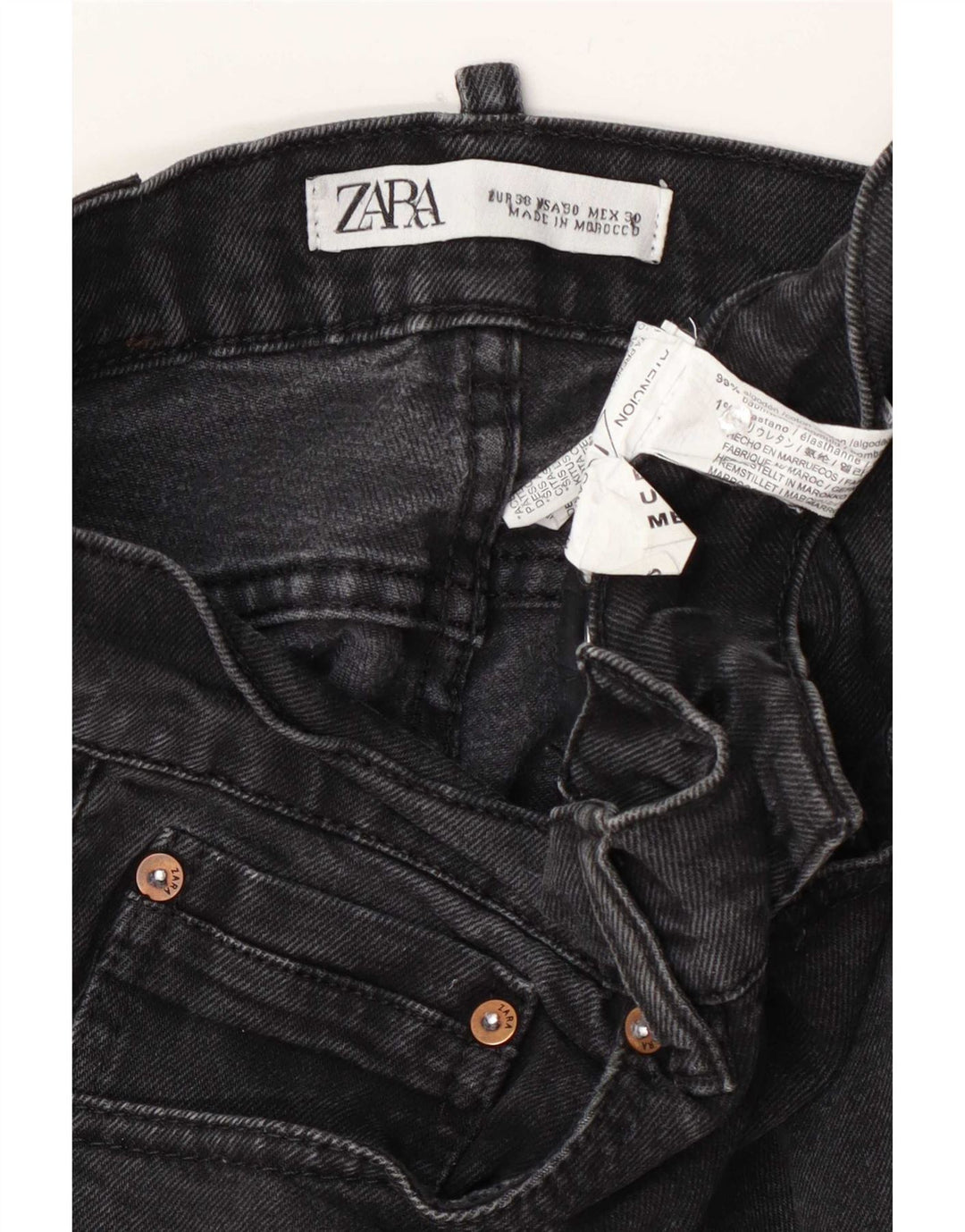Zara Mens Slim Jeans EU 38 Pequeno W30 L30 Algodão Preto