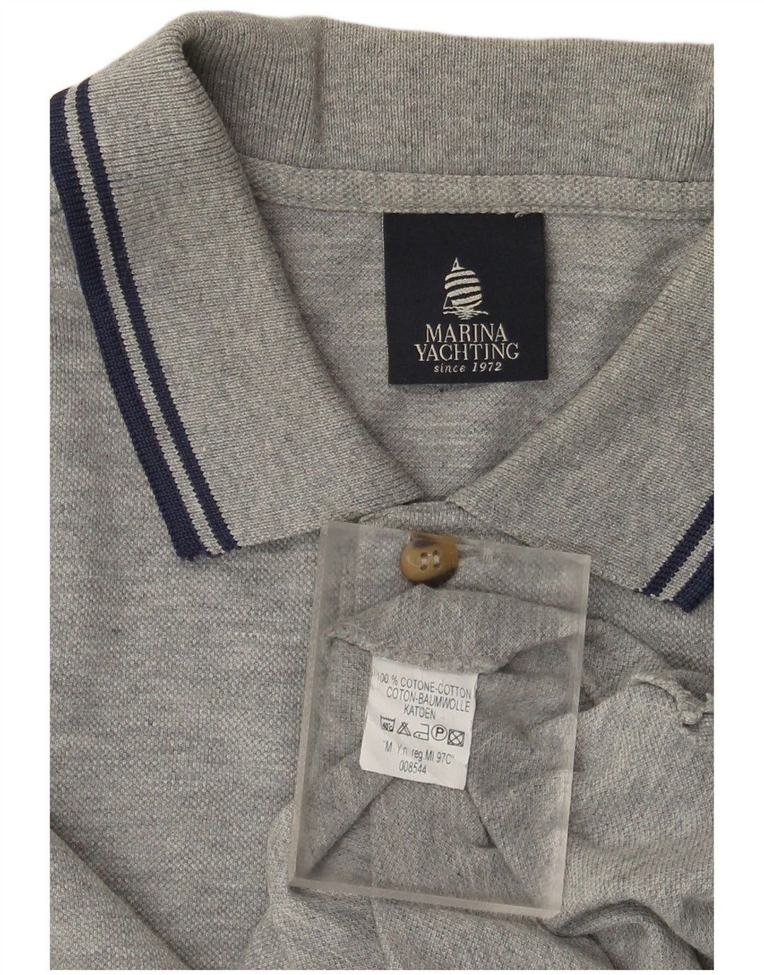 Camisa polo masculina Marina Yachting gráfica cinza médio algodão