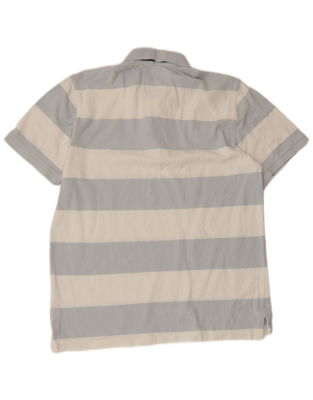 CREW CLOTHING Camisa polo masculina grande listrada azul de algodão