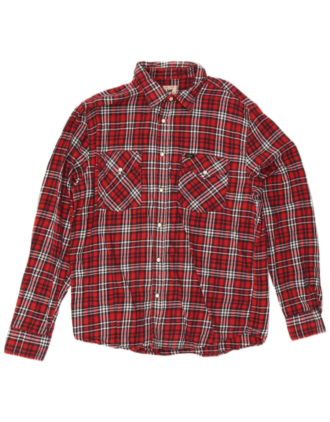 Camisa masculina de flanela Lee XL algodão xadrez vermelho