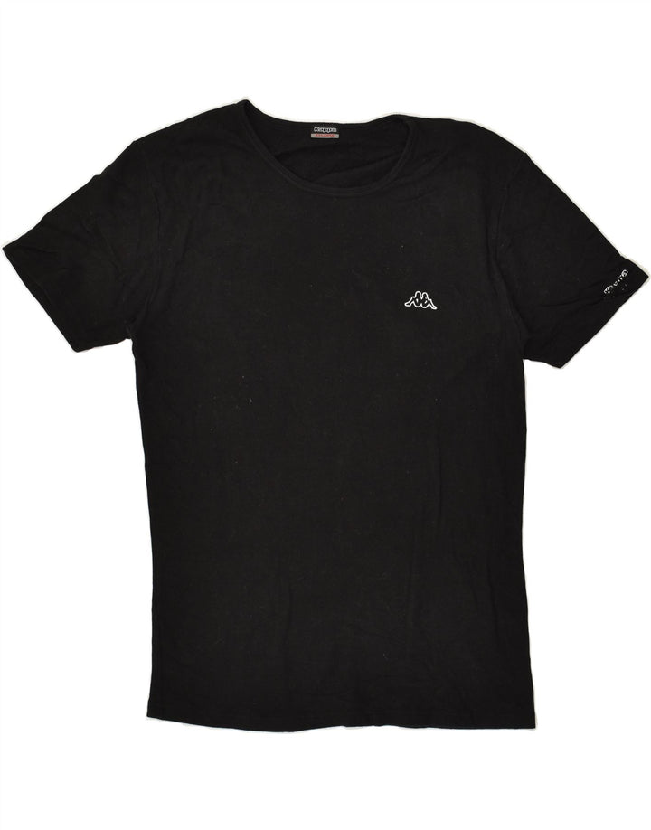 KAPPA Womens T-Shirt Top UK 2XL Black Cotton | Vintage Kappa | Thrift | Second-Hand Kappa | Used Clothing | Messina Hembry 