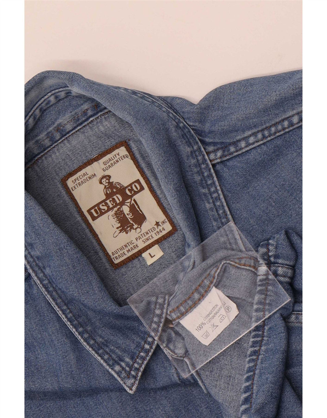 Camisa jeans masculina vintage grande algodão azul