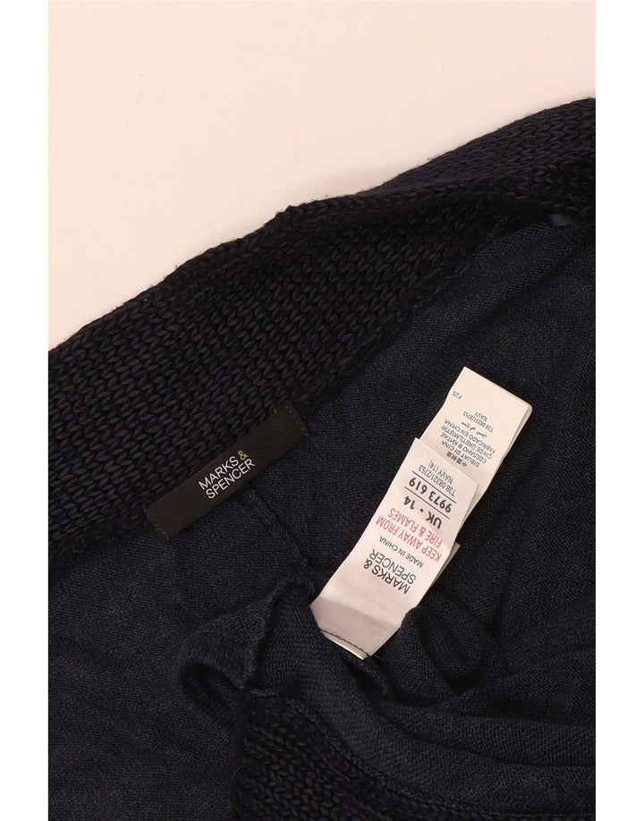 Poncho Jumper feminino Marks & Spencer Reino Unido 14 bloco colorido azul marinho médio
