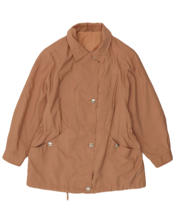 Jaqueta bomber vintage feminina UK 16 grande poliéster bege