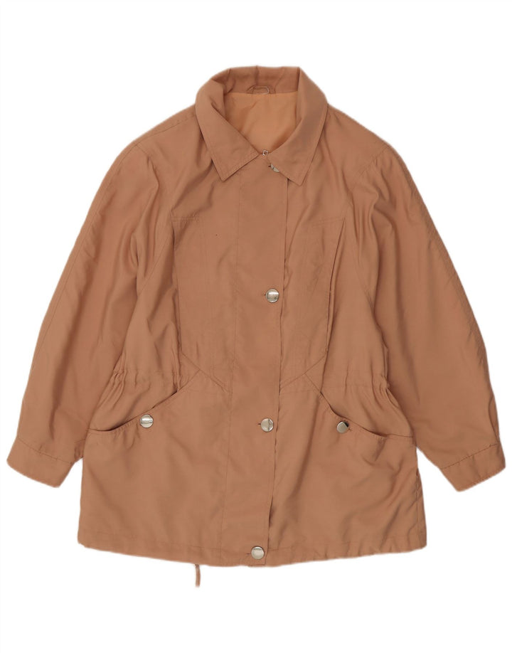 Jaqueta bomber vintage feminina UK 16 grande poliéster bege