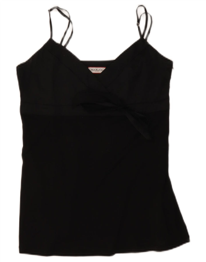 Top feminino Crop Cami da Max & Co. Reino Unido 12 seda preta média
