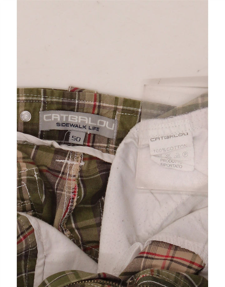 Shorts cargo masculino Catbalou IT 50 grande W38 cáqui xadrez algodão