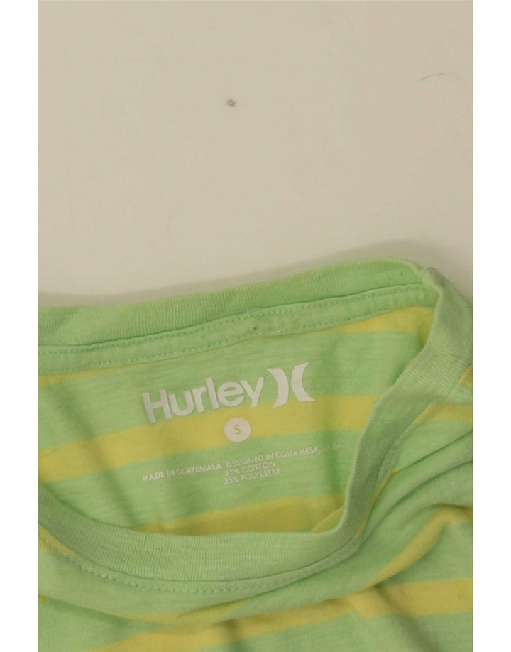 Camiseta masculina Hurley Top pequeno algodão listrado verde