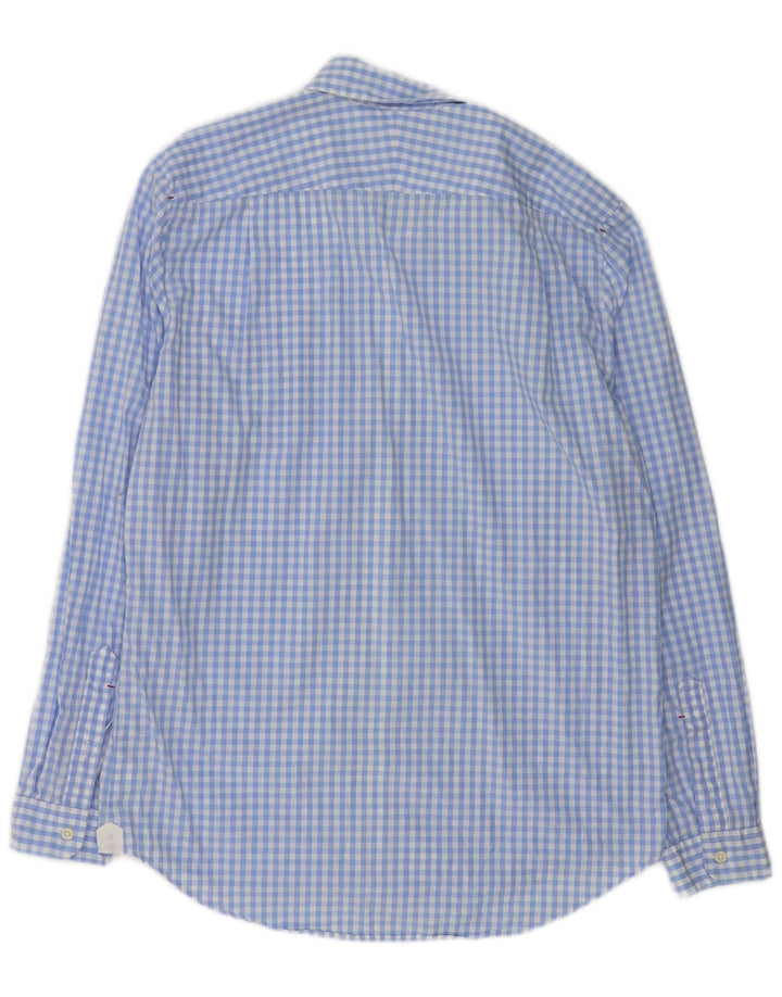 Camisa masculina Lacoste Regular Fit tamanho 40 algodão guingão azul médio