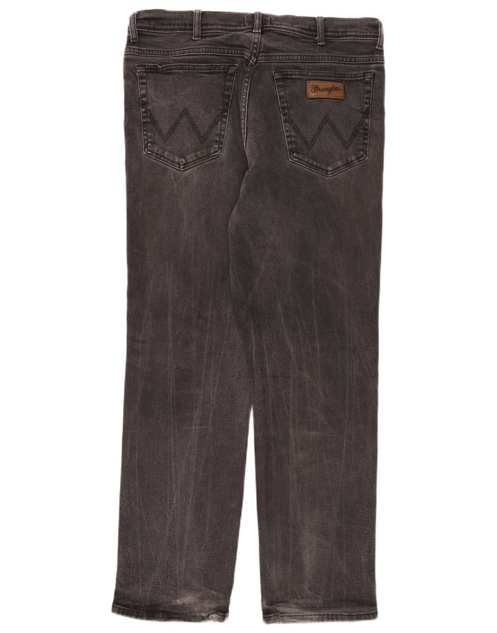 Wrangler Masculino Texas Stretch Straight Jeans W38 L32 Algodão Cinza