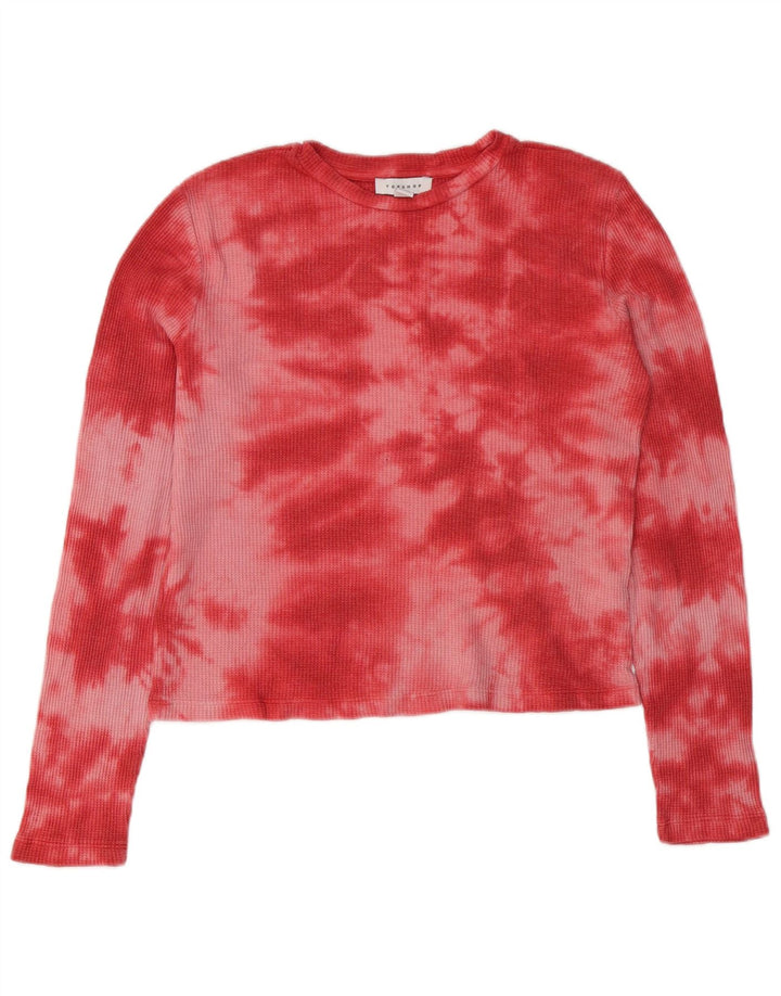 Topshop feminino de manga longa UK 8 pequeno poliéster vermelho tie-dye