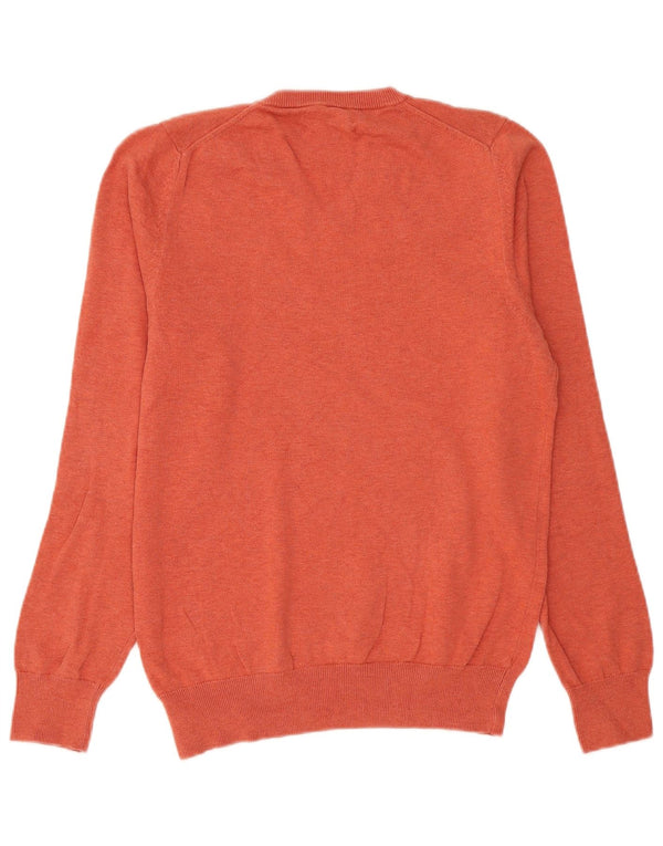 Suéter masculino Marks & Spencer com decote em V, pequeno, laranja, algodão