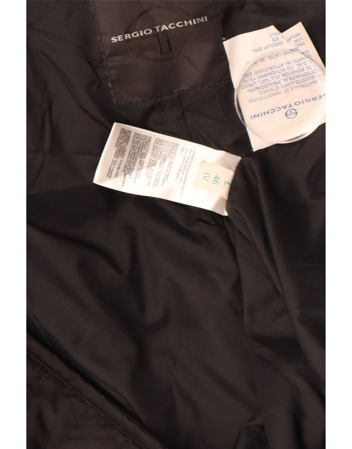 SERGIO TACCHINI Casaco feminino acolchoado com capuz UK 16 grande poliamida preta