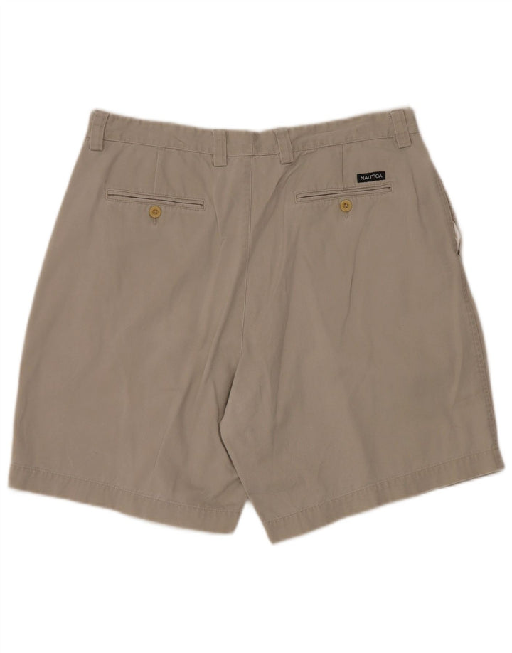 NAUTICA Mens Classic Fit Pegged Chino Shorts W36 Grande Algodão Cinza