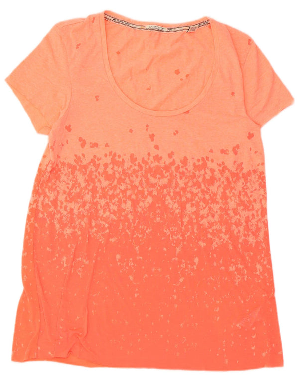 Camiseta feminina Maison Scotch Top UK 10 pequeno algodão laranja